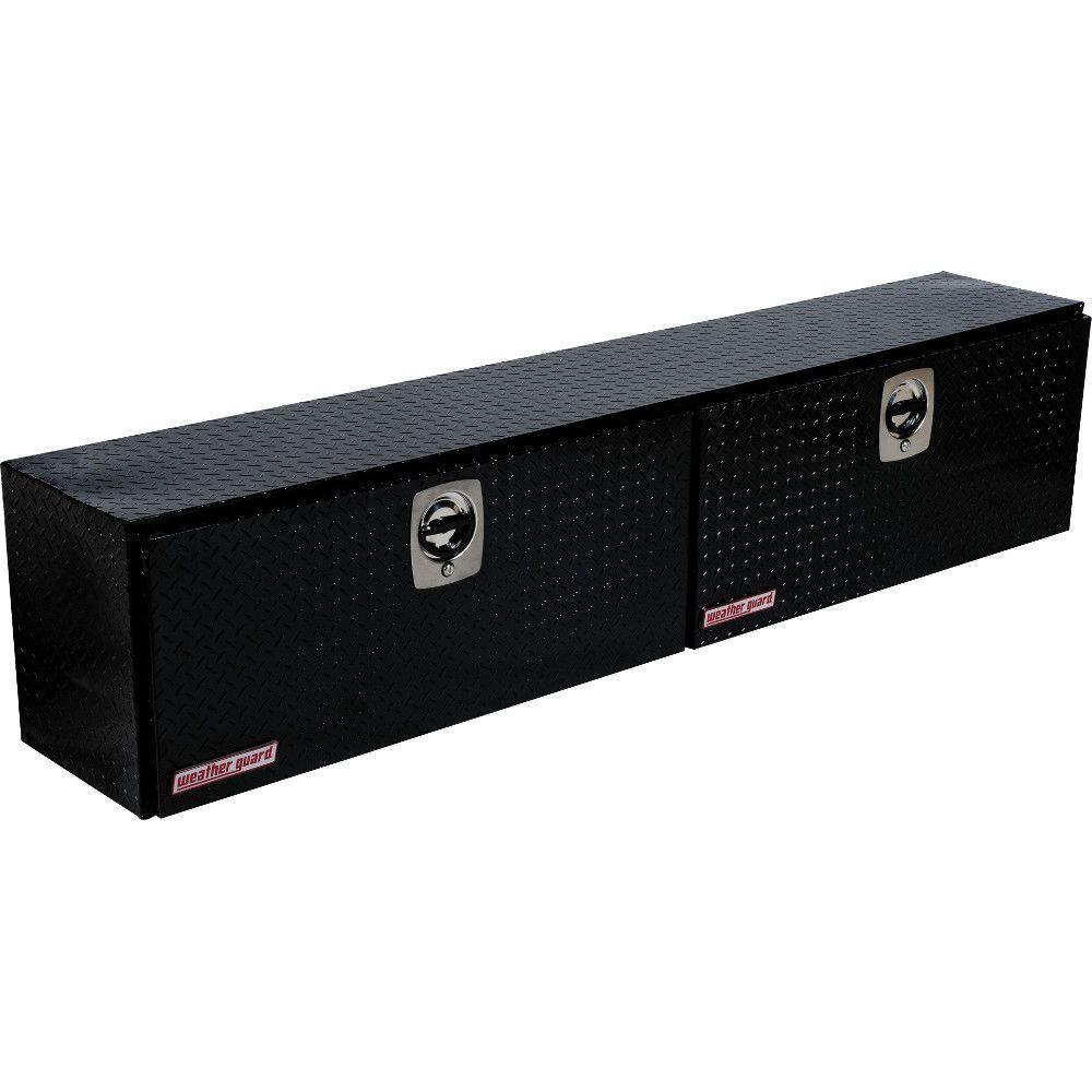 Weather Guard 90.25 in. Gloss Black Aluminum Full Size Top Mount Truck Tool Box