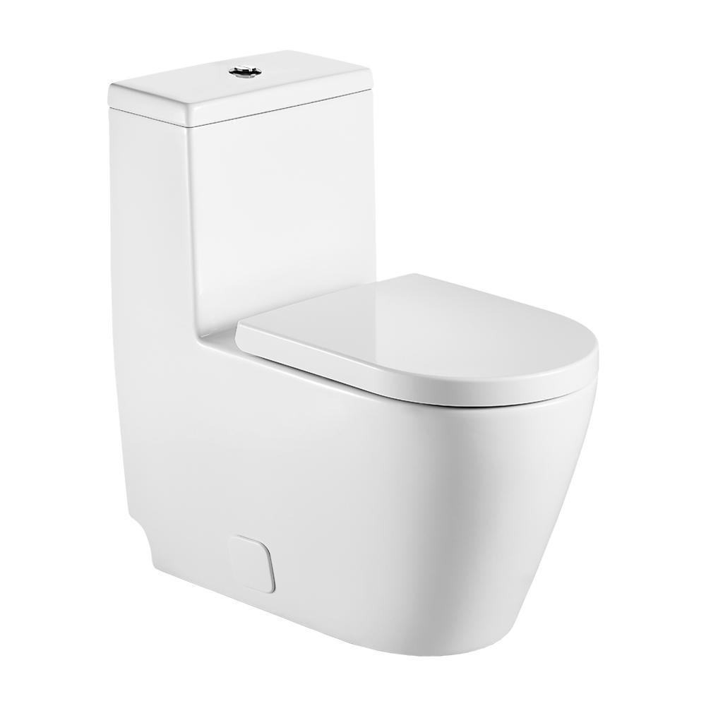 12 in. Rough-In 1-Piece 0.88/1.28 GPF Dual Flush Round Toilet in White, Seat Included