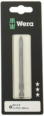 Wera 05073521001 Series 4 851/4 Z Screwdriver Bit, Phillips PH 2 x 89mm Blade