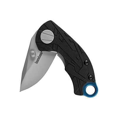 Kershaw 1180 Jens Anso Hub Folding 1.7" Bead Blast Blade, Black GFN Handles