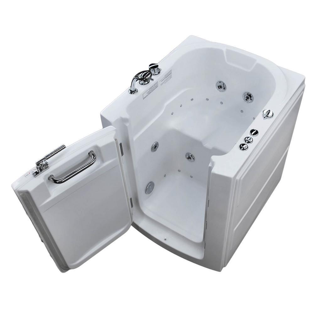 HD Series 38 in. Left Swinging Door Walk-In Whirlpool and Air Bath Tub with Left Swinging Door in White