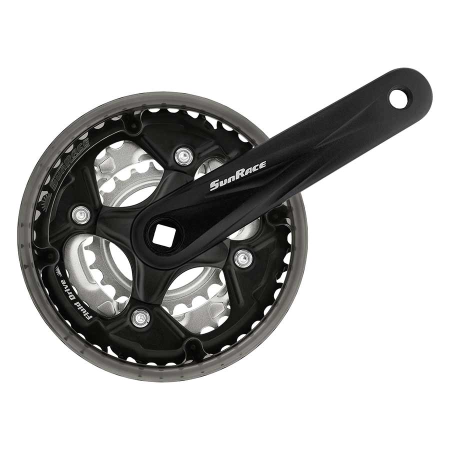 Sun Race FCM500 Crankset 6/7/8 sp.,Square-tapered, 24/34/42T, 175mm, Black