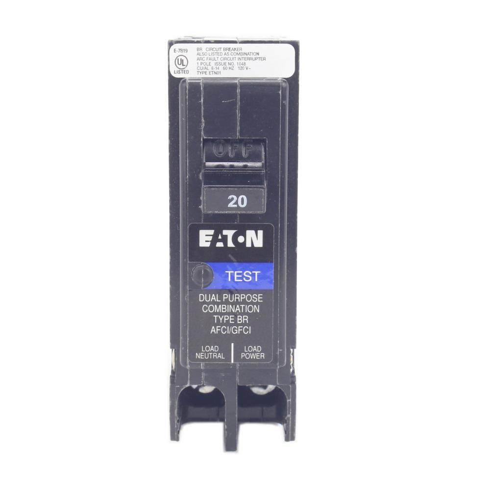 BR 20 Amp 1-Pole Dual Function (Arc Fault/Ground Fault) Plug-On Neutral Circuit Breaker