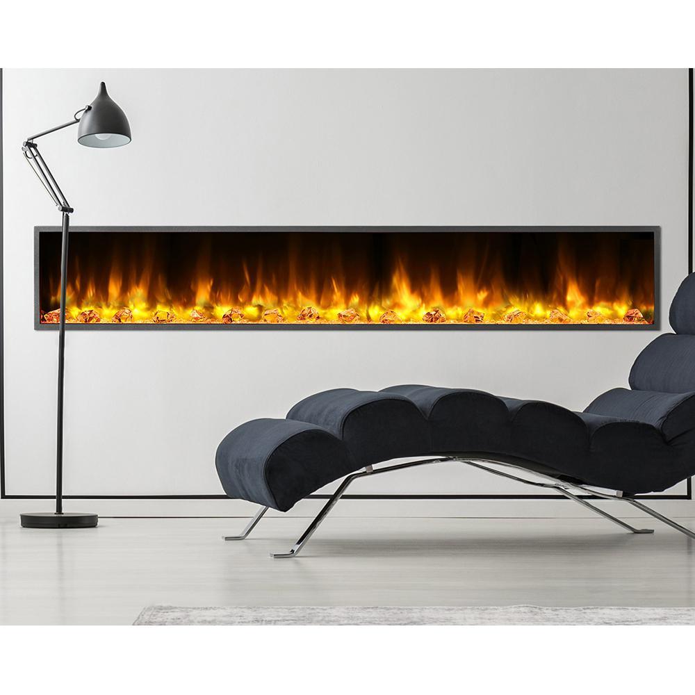 80 in. Harmony Built-in LED Electric Fireplace in Black Trim