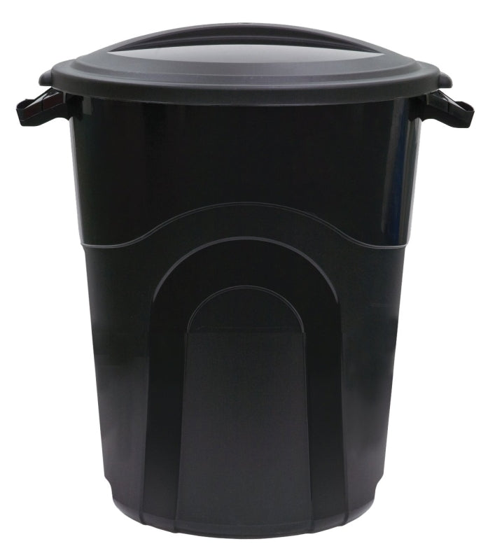 United Solutions TI0040 Trash Can, 20 gal Capacity, Plastic, Black, Snap-On Lid Closure