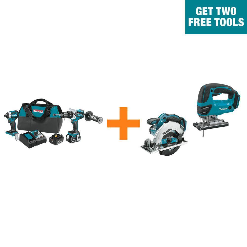 18-Volt LXT Brushless 2-Pc Combo Kit 5.0Ah with bonus 18V LXT 6-1/2 in. Circular Saw and 18V LXT Jigsaw