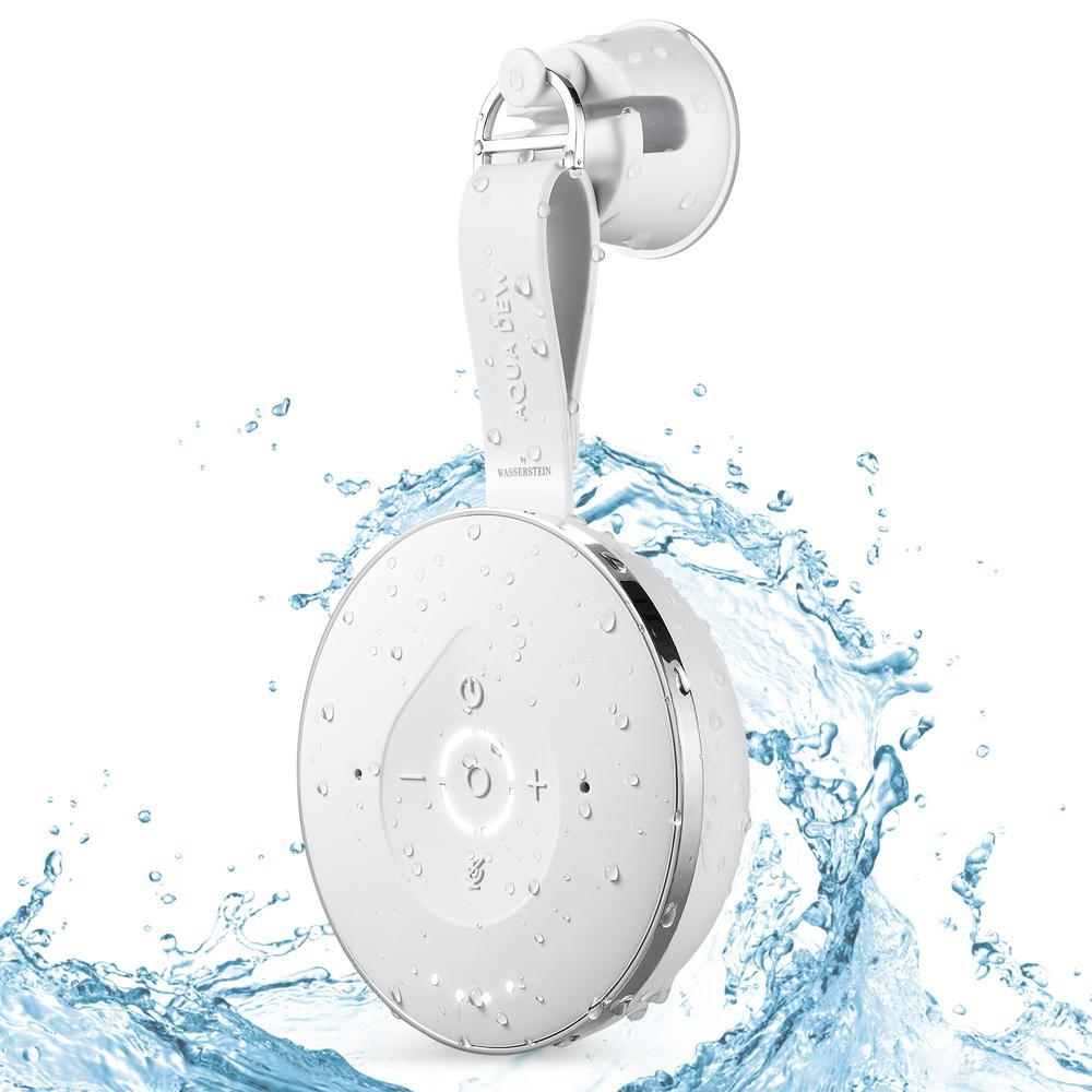 Aqua Dew - The World's First Splashproof Alexa Shower Speaker - Wi-Fi and Bluetooth-Enabled Smart Speaker in White