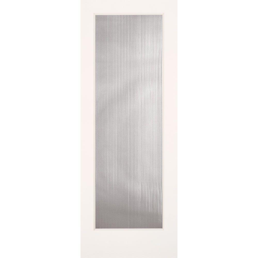 30 in. x 80 in. Reed Smooth 1 Lite Primed MDF Interior Door Slab