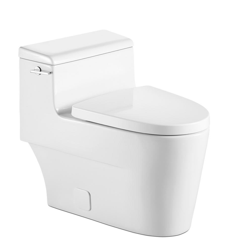 Trendy And Practical Double Flush 1 Piece 0.8 / 1.28 GPF White Double Pumping Elongated Toilet With Chair