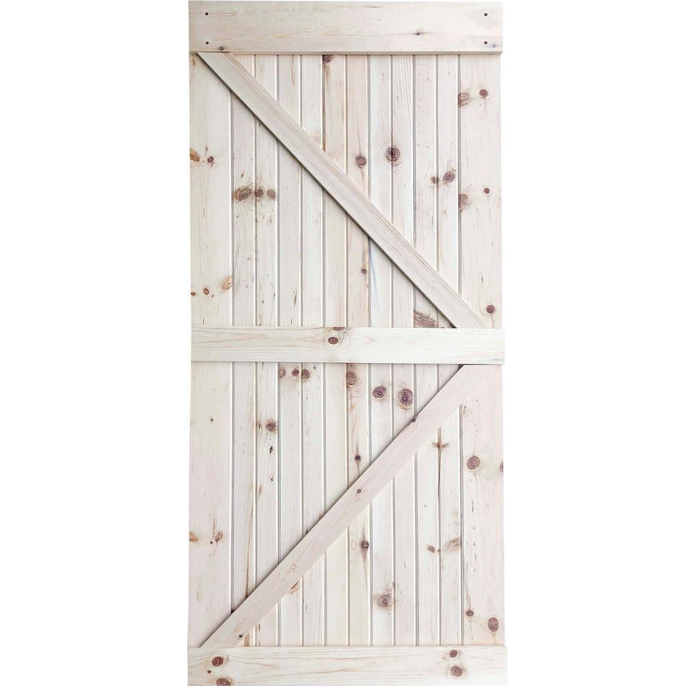 36 in. x 83.5 in. Unfinished K-Bar Solid Core Pine Interior Barn Door Slab Kit