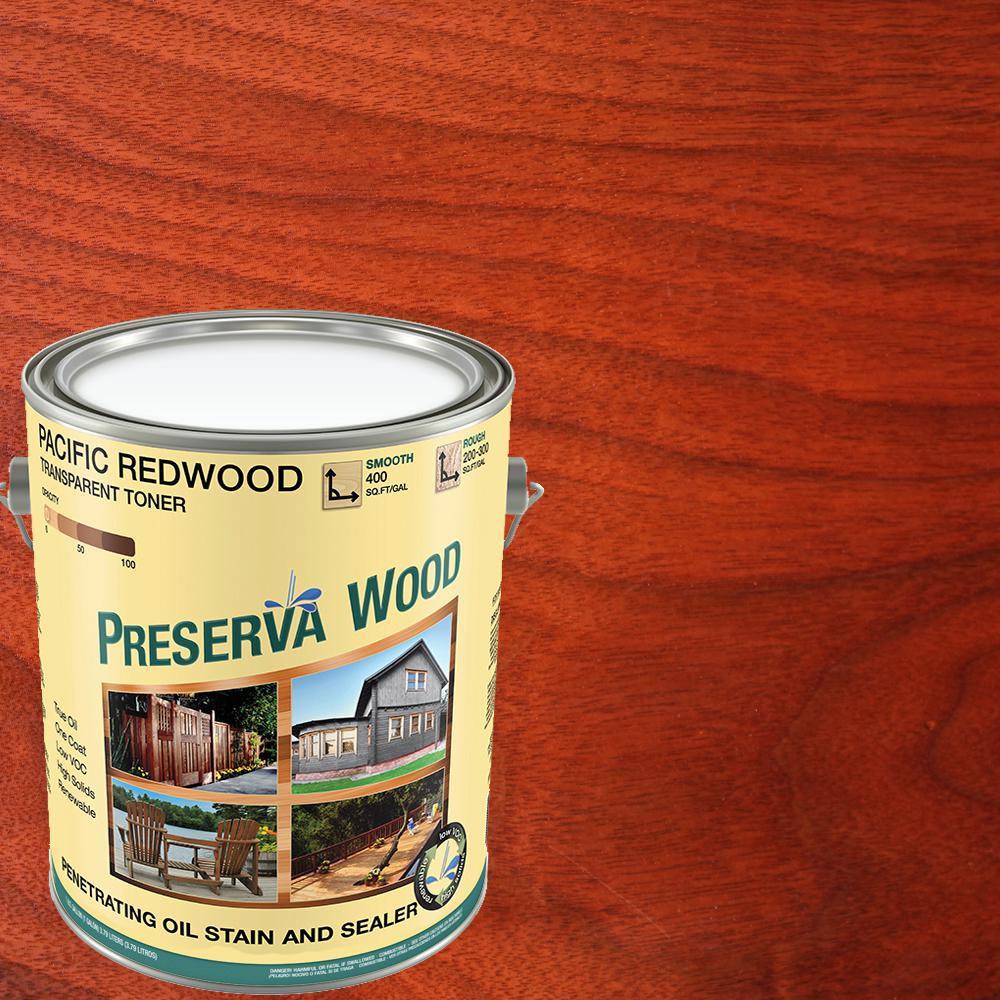 Preserva Wood 1 Gal. 100 VOC Oil-Based Pacific Redwood Penetrating Exterior Stain and Sealer