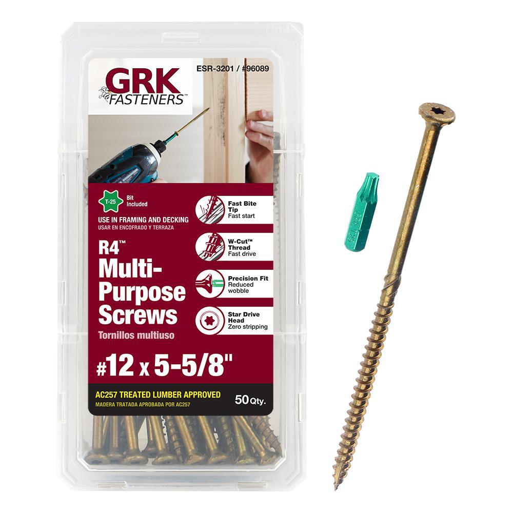 #12 x 5-5/8 in. R4 Multi-Purpose Star Drive Flat Head Screw (50 per Pack)