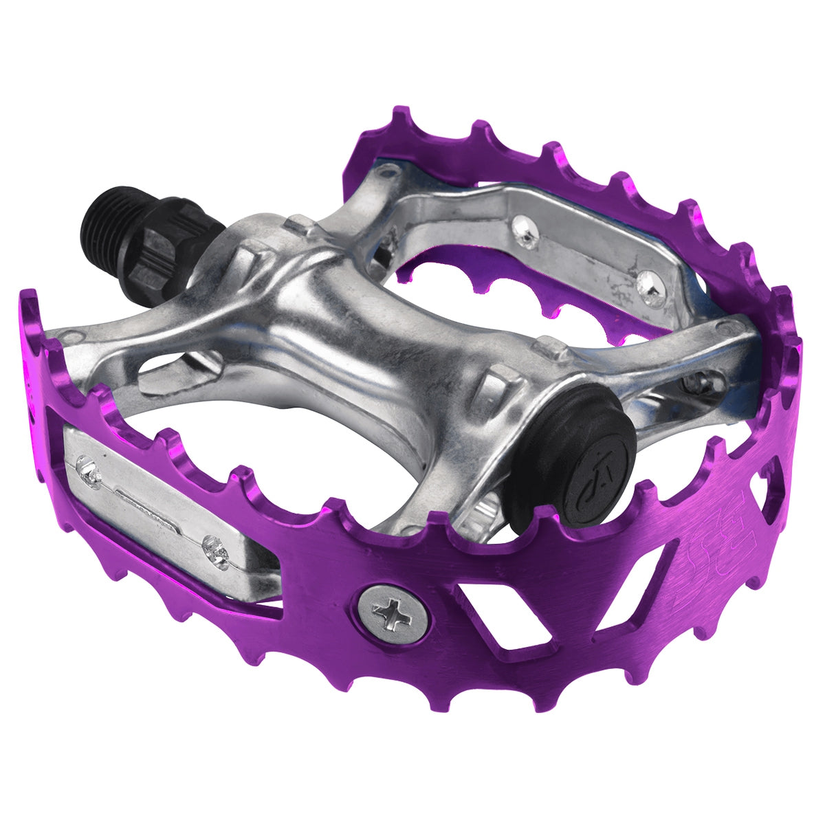 SE Bikes Bear Trap Alloy Pedals 9/16" Boron Steel Axle Reflector Silver/Purple