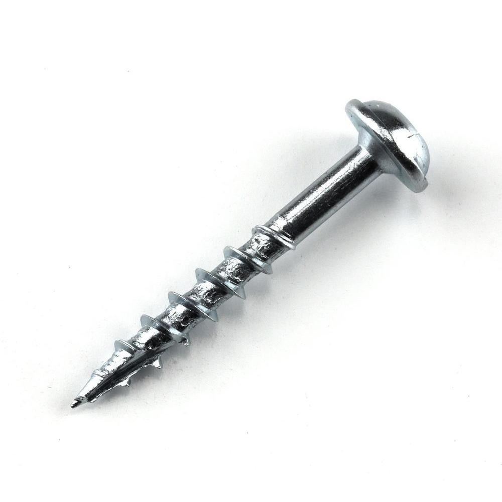 #8 x 1-1/4 in. Square Drive Round Head Zinc Coarse Pocket-Hole Screw (250-Pack)