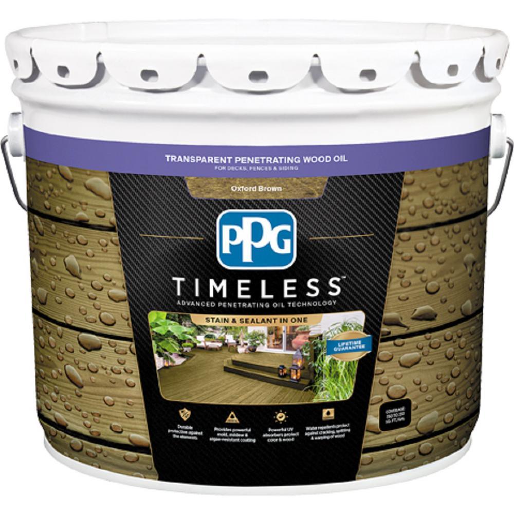 PPG TIMELESS 3 gal. TPO-14 Oxford Brown Transparent Penetrating Wood Oil Exterior Stain Low VOC