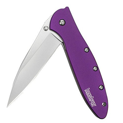 Kershaw 1660PUR Leek Purple Folding Knife; 3 Bead-Blasted High-Performance