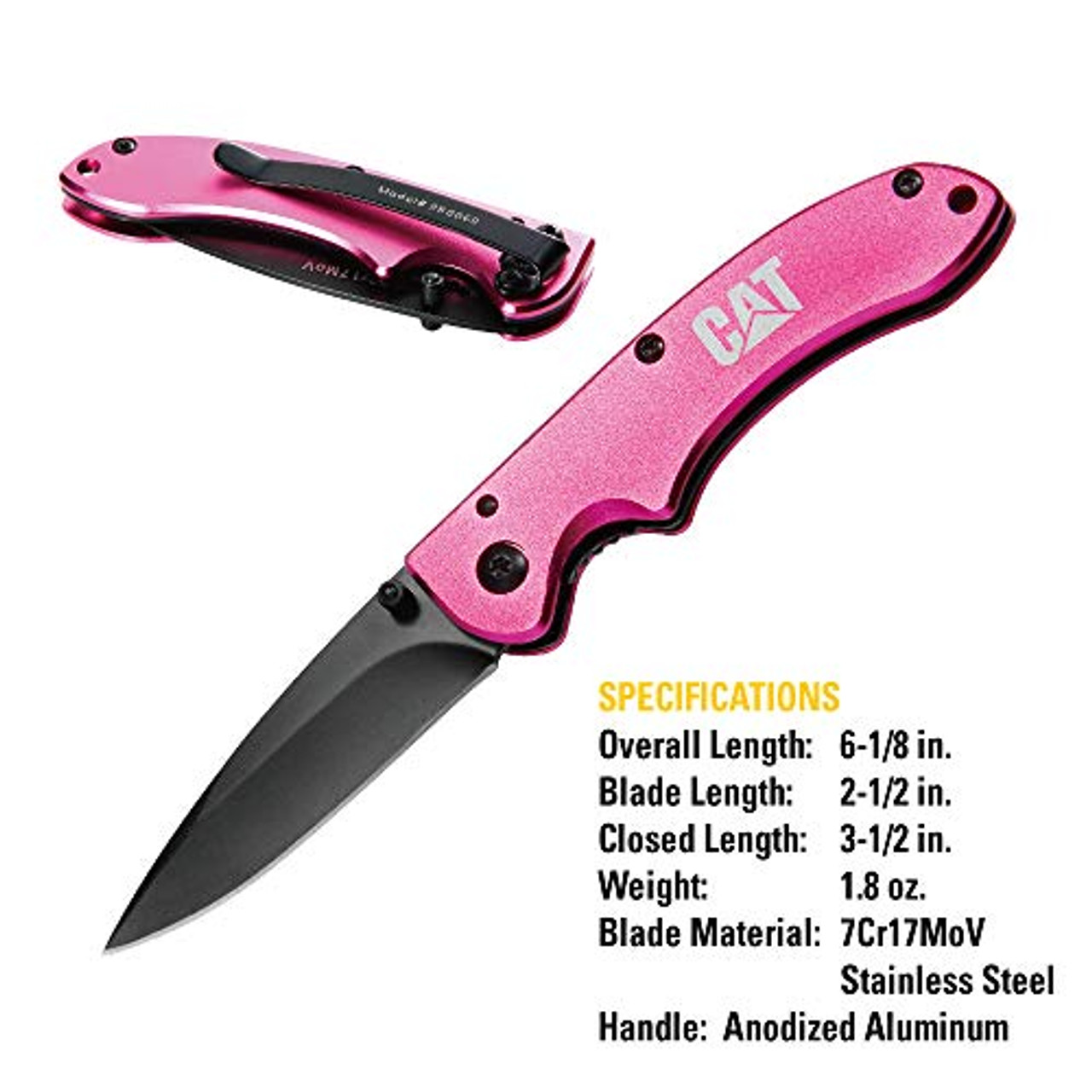 Caterpillar 980060 Pink Linerlock Drop Point Folding Knife - Image 3