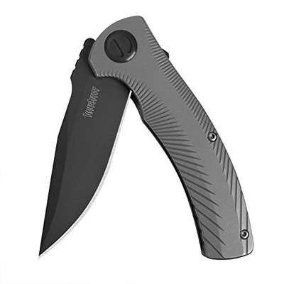 Kershaw 3490 Les George Seguin Flipper Knife 3.1" Gray PVD Blade, Milled Handles