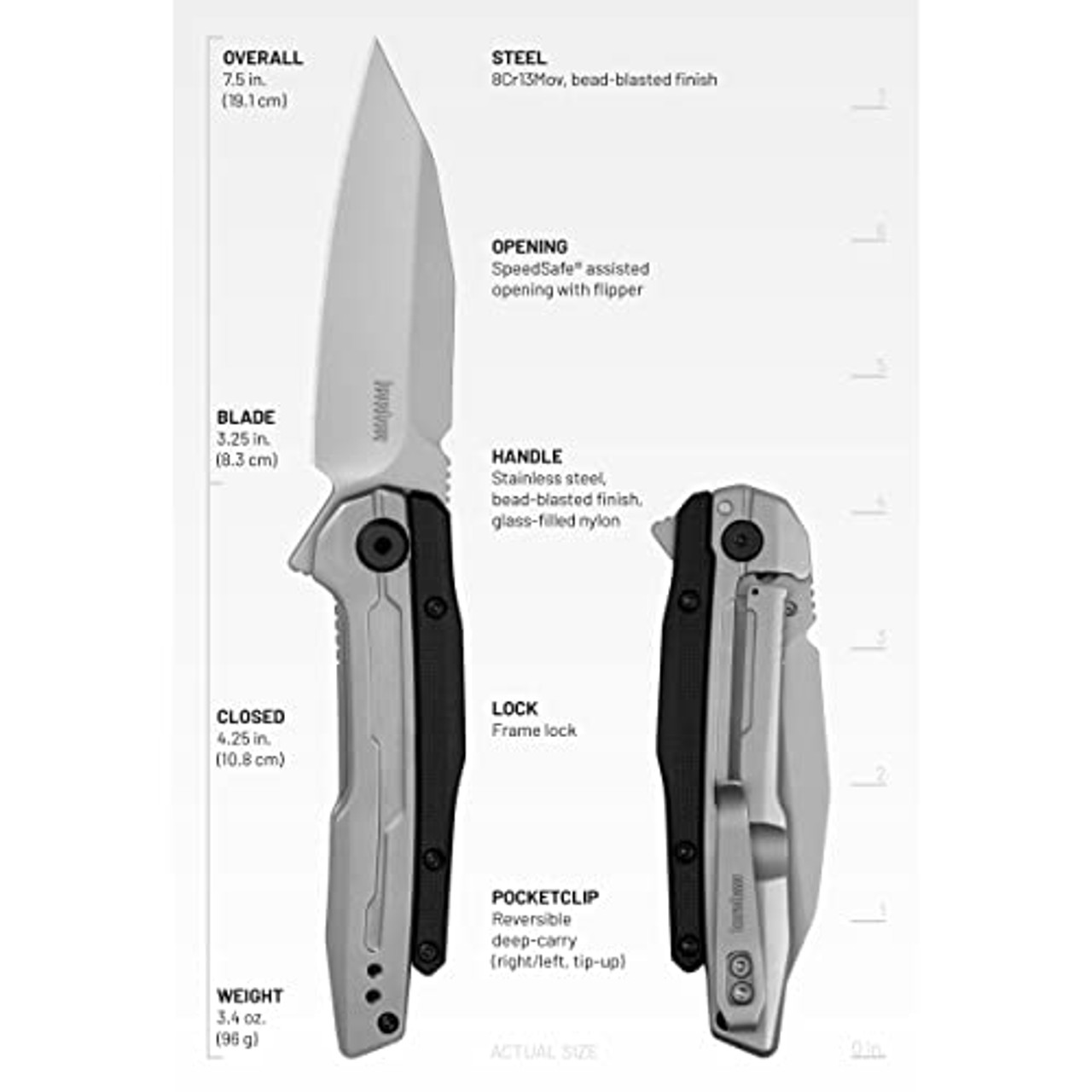 Kershaw 2049 Lithium Assisted Flipper Knife 3.25" Bead Blasted Drop Point Blade - Image 2