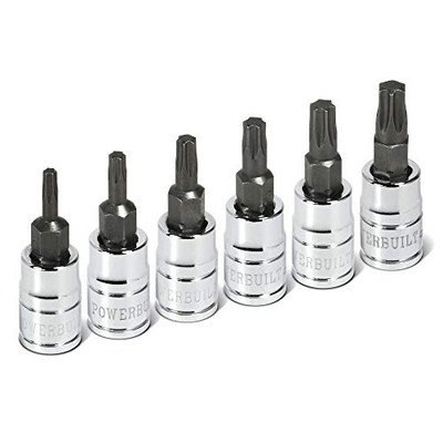 Powerbuilt 640049 6 Pc. 1/4 in. Drive Torx Bit Socket Set, T10 to T30 - 640049