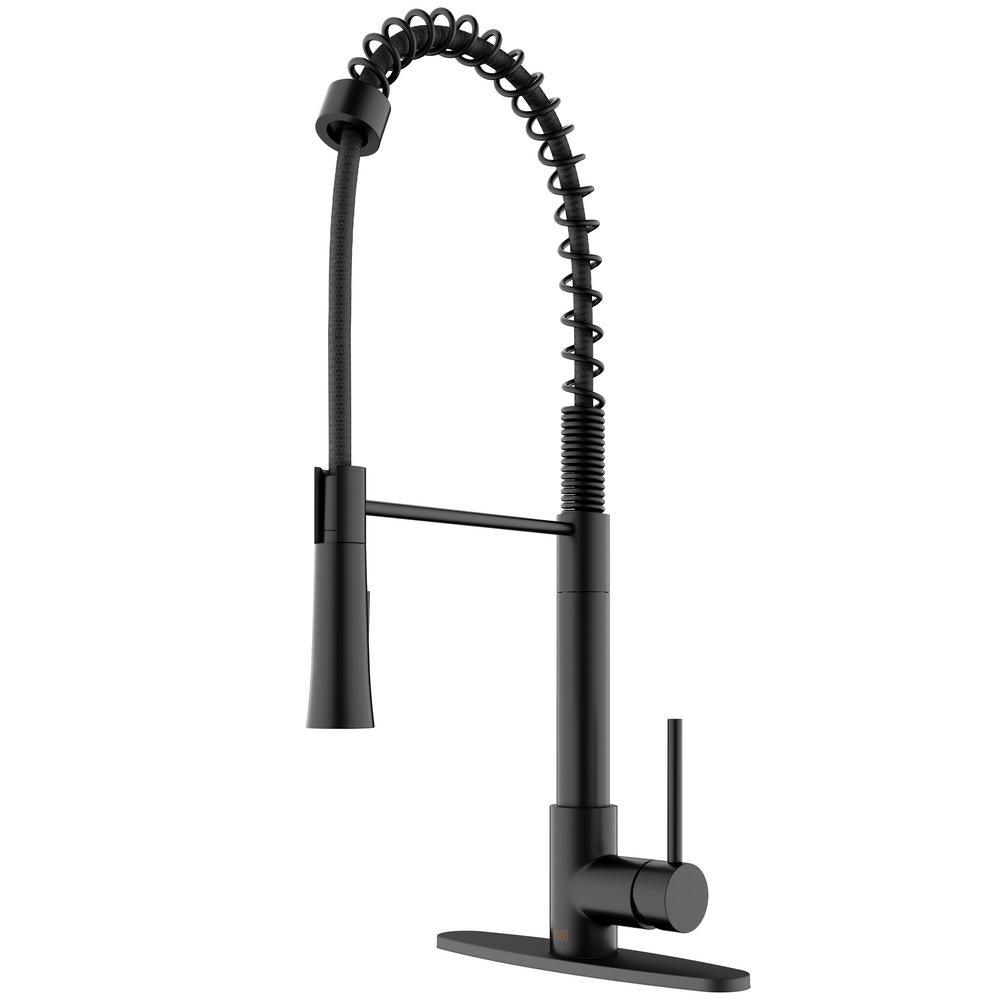 Laurelton Single-Handle Pull-Down Sprayer Kitchen Faucet with Deck Plate in Matte Black