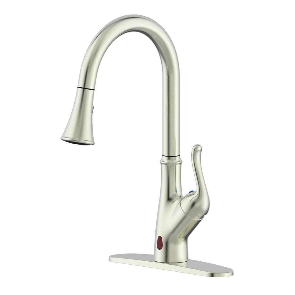 Brisbane Single-Handle Pull Down Sprayer Sensor Kitchen Faucet Brushed Nickel
