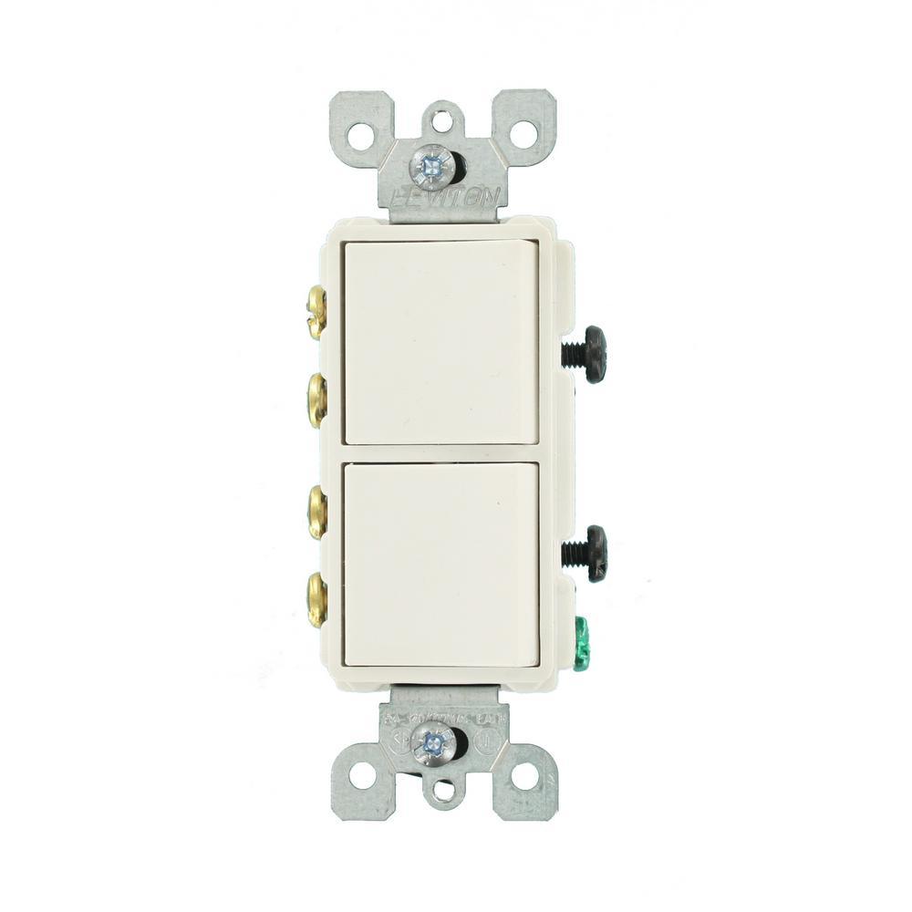 Decora 15 Amp 120-Volt 3-Way Combination Rocker Switch, White