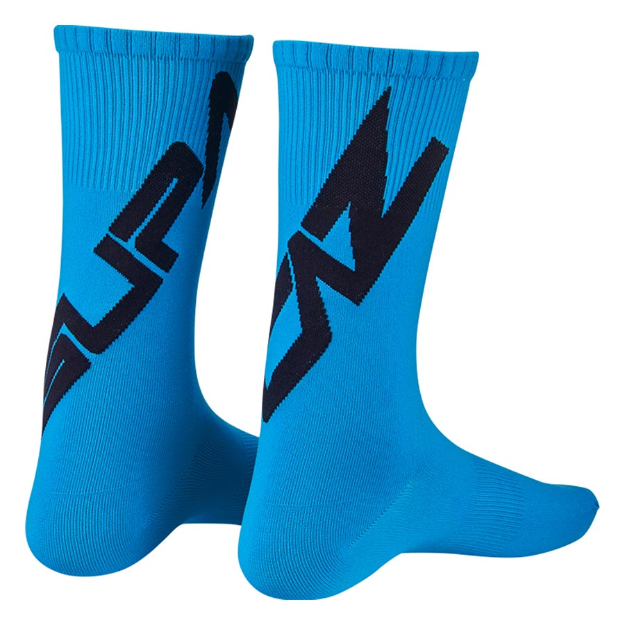 Supacaz SupaSox Twisted Socks, Black/Neon Blue, S, Pair