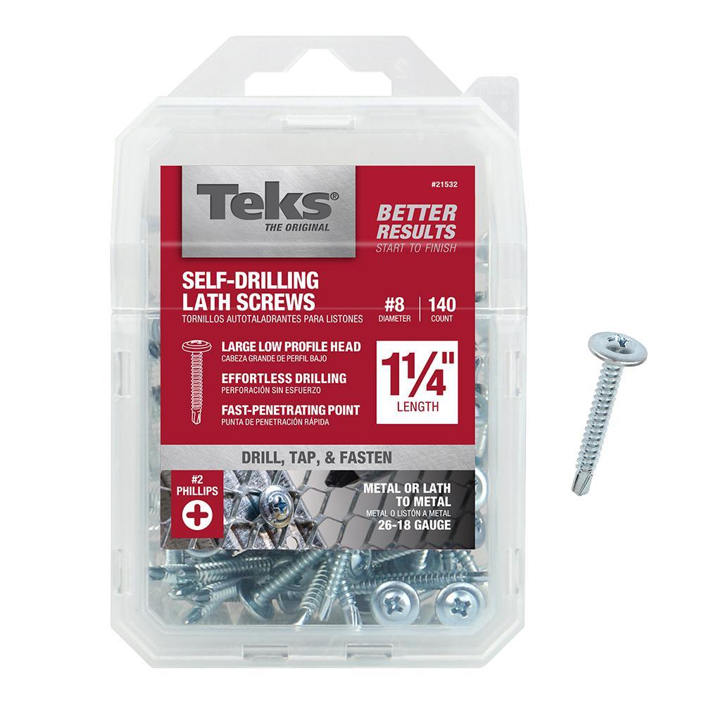 #8 x 1-1/4 in. Zinc Plated Steel Phillips Truss Head Drill Point Lath Screws (140-Pack)