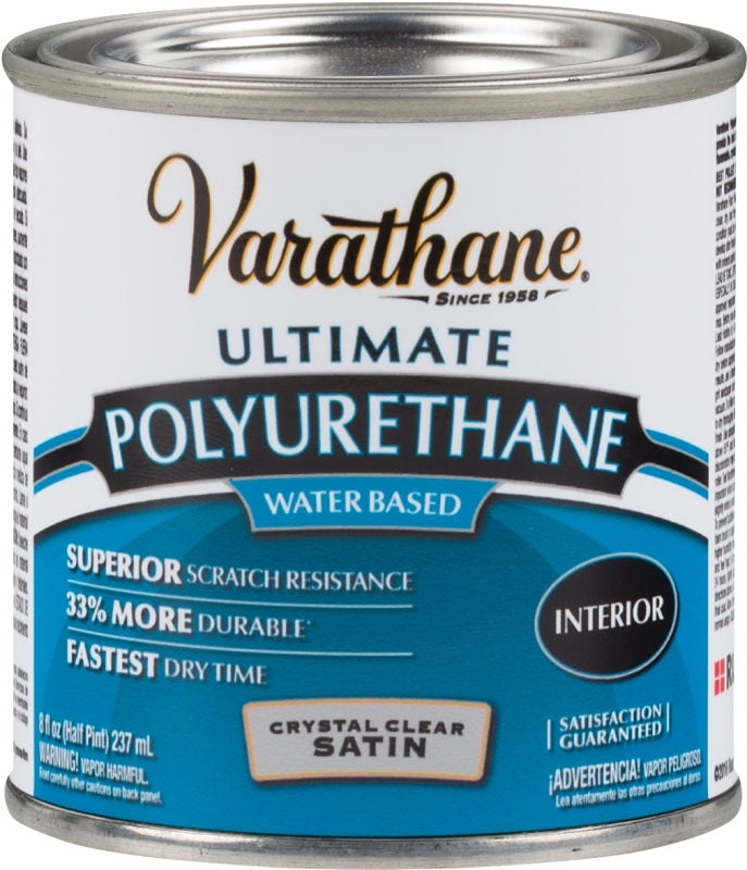 VARATHANE 200261H Polyurethane Paint, Liquid, Crystal Clear, 0.5 pt, Can