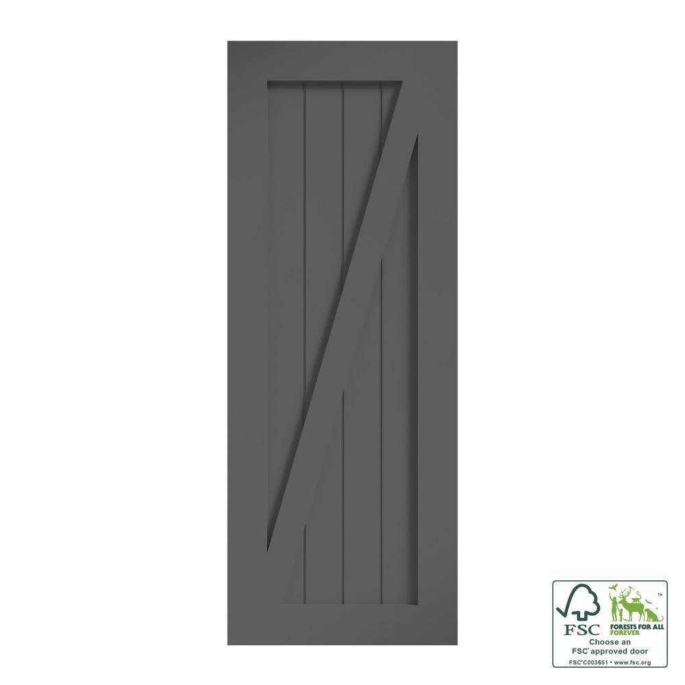 36 in. x 84 in. Z-Shape Solid Core Grey Finished Interior Barn Door Slab