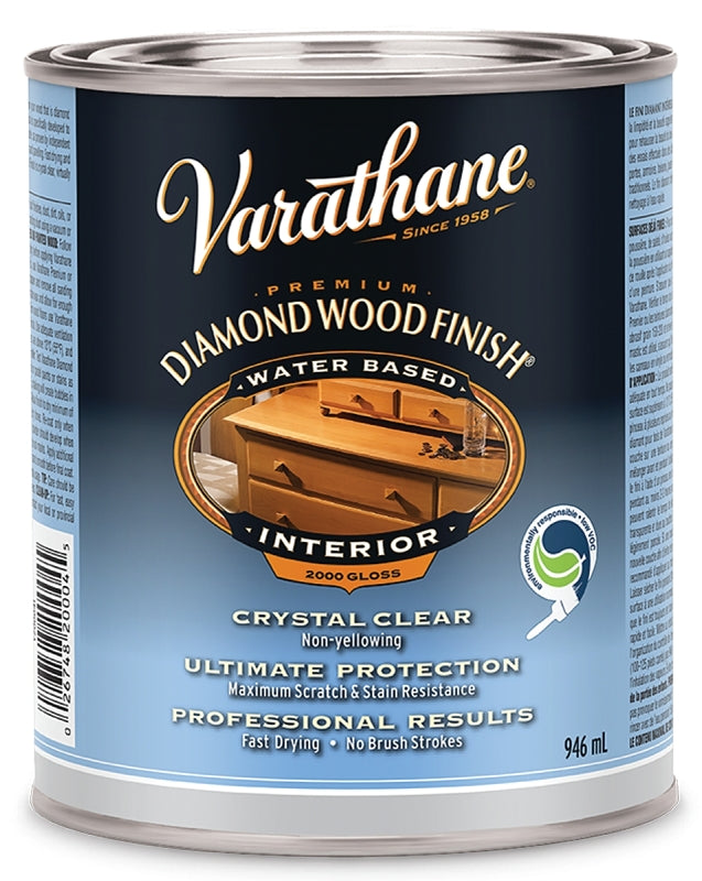 Varathane Y200041 Interior Finish, Gloss, Liquid, Crystal Clear, 946 mL