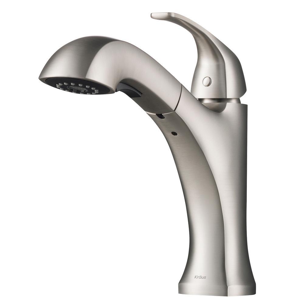 Spot Free Oren Single-Handle Pull-Out Sprayer Kitchen Faucet in All-Brite Stainless Steel