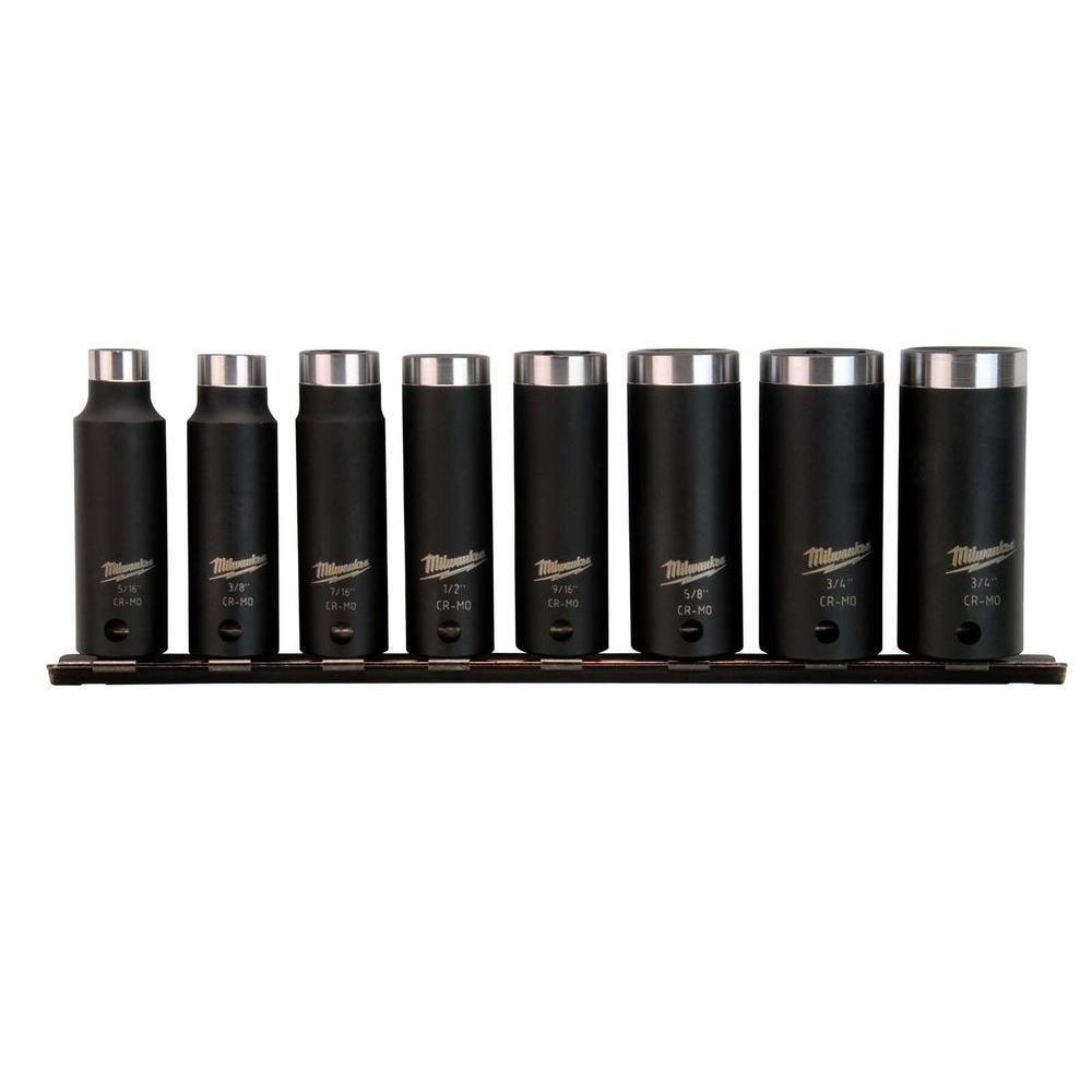 3/8 in. Drive SAE Shockwave Deep Well Impact Socket Set (8-Piece)