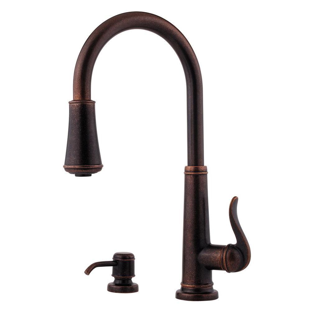 Ashfield Single-Handle Pull-Down Sprayer Kitchen Faucet in Rustic Bronze