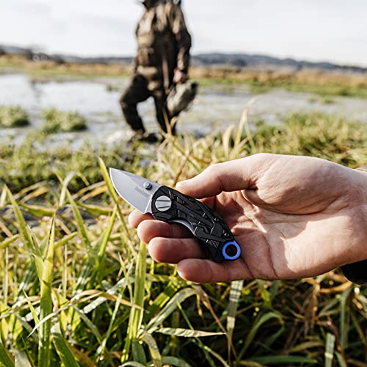 Kershaw 1180 Jens Anso Hub Folding 1.7" Bead Blast Blade, Black GFN Handles - Image 4