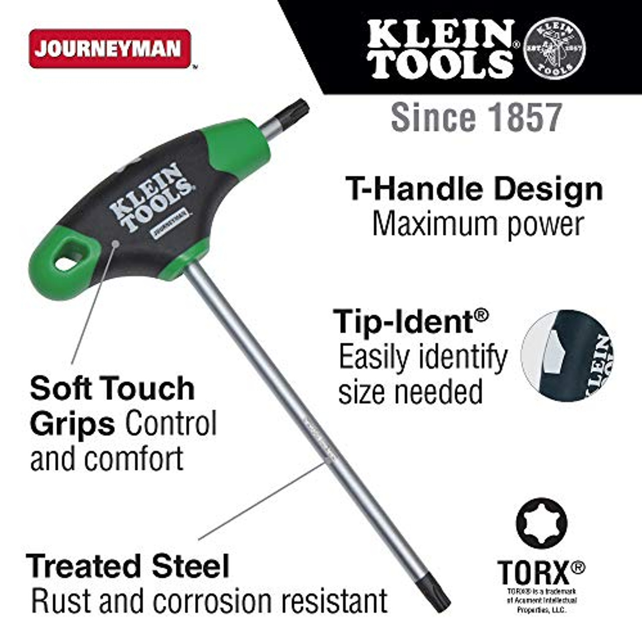 Klein Tools JTH6T30 T30 Torx Hex Key with Journeyman T-Handle, 6-Inch - Image 2