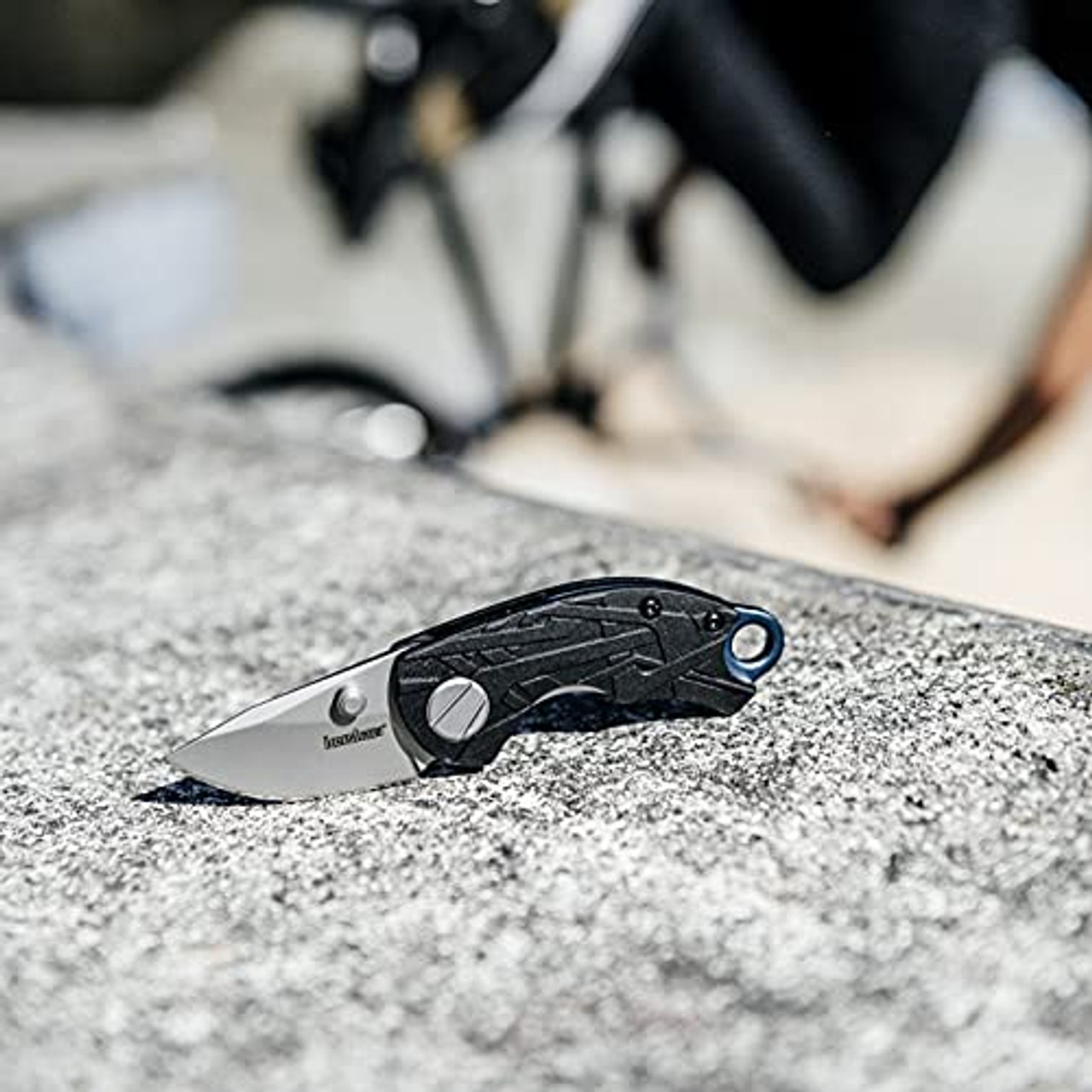 Kershaw 1180 Jens Anso Hub Folding 1.7" Bead Blast Blade, Black GFN Handles - Image 2