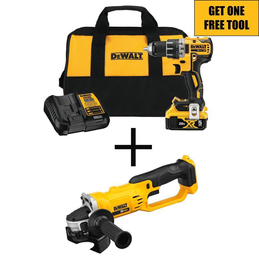 20-Volt MAX XR Cordless Brushless 1/2 in. Drill/Driver Kit with FREE 20-Volt Cordless 4-1/2 to 5 in. Grinder