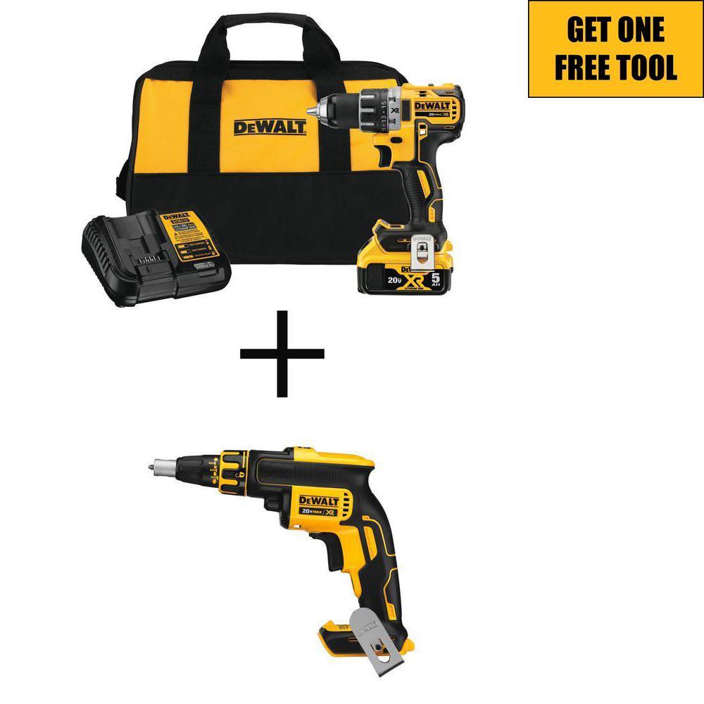 20-Volt MAX XR Cordless Brushless 1/2 in. Drill/Driver Kit with FREE 20-Volt Cordless Brushless Drywall Screw Gun