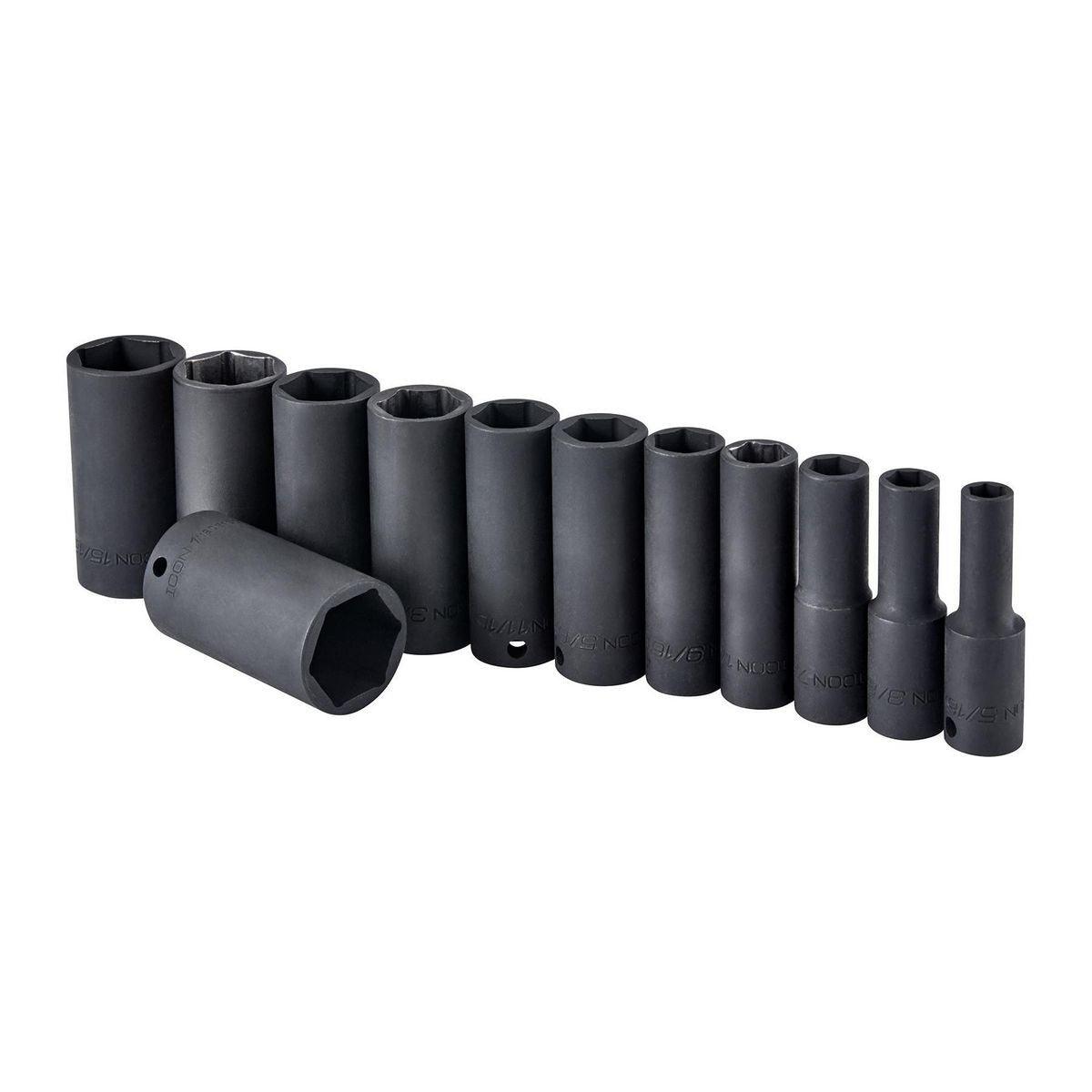 3/8 in. Drive SAE Professional Deep Impact Socket Set, 12 Pc.