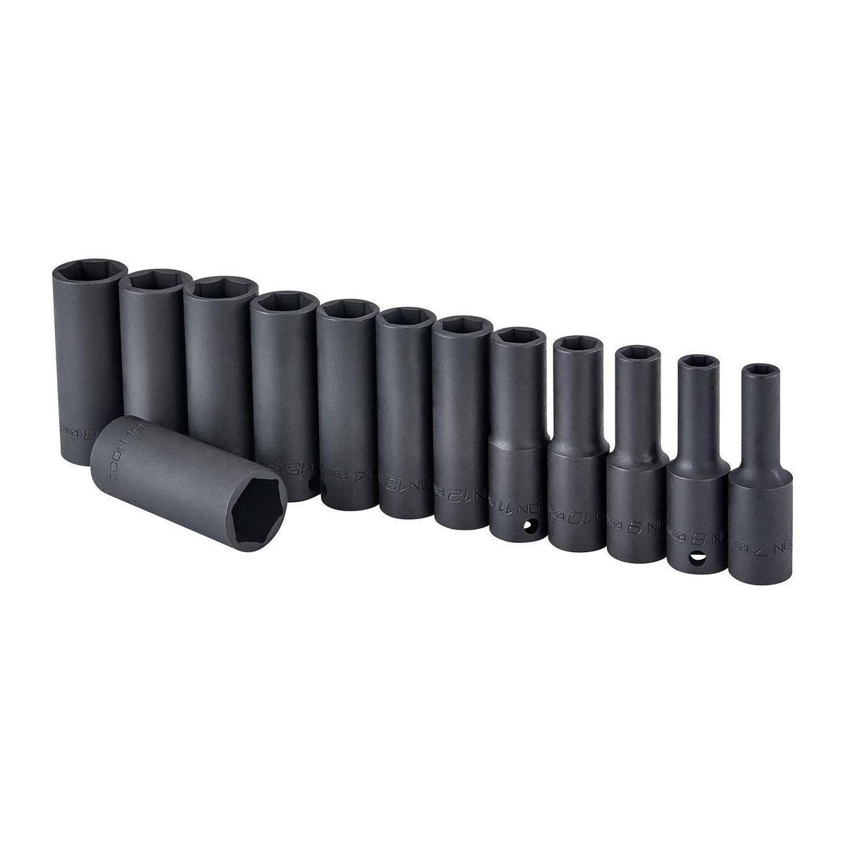 3/8 in. Drive Metric Professional Deep Impact Socket Set, 13 Pc.