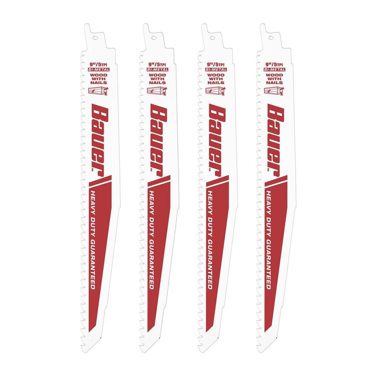 9 in. 5 TPI Demolition Duty Reciprocating Saw Blades, 4 Pk.