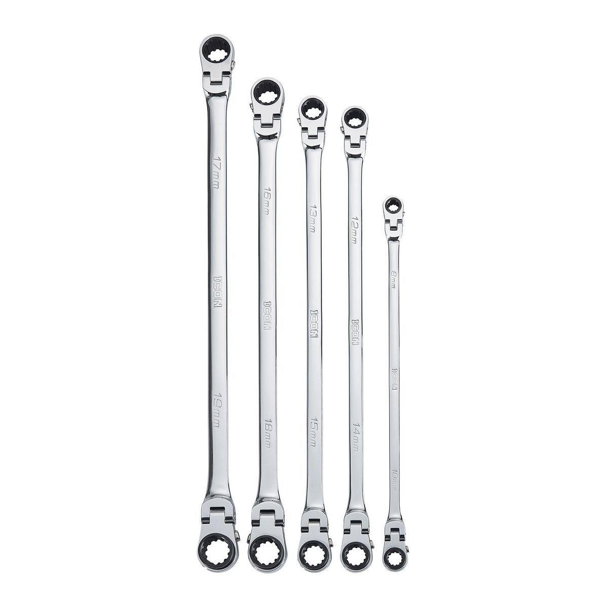 Professional Double Box Flex Ratcheting Wrench, 5 Pc.
