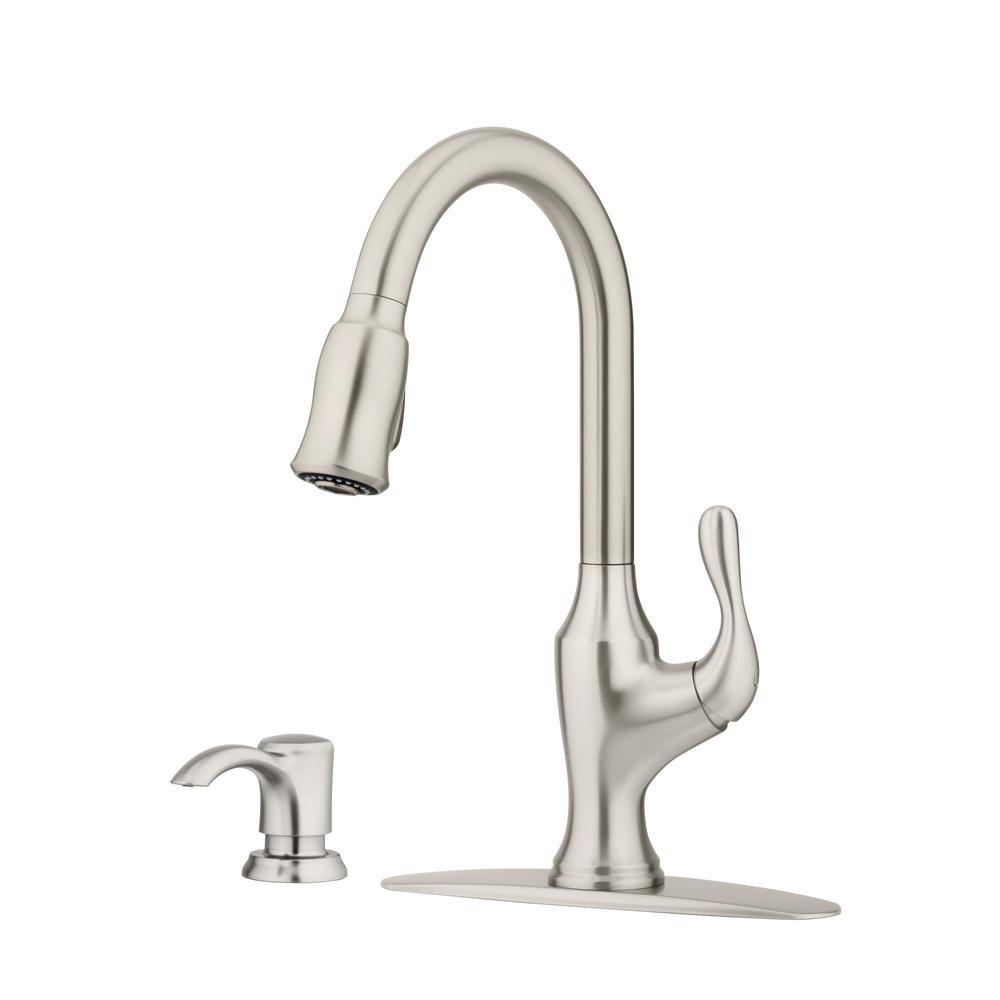 Deming Single-Handle Pull-Down Sprayer Kitchen Faucet in Spot Defense Stainless Steel