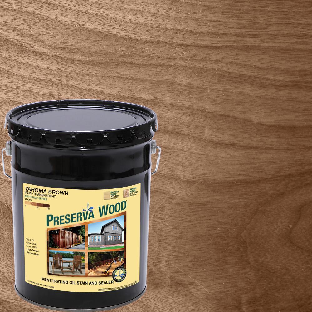 Preserva Wood 5 Gal. Tahoma Brown Semi-Transparent Oil-Based Exterior Wood Stain
