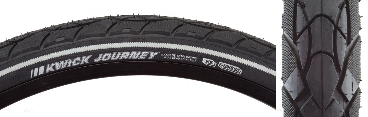 Kenda Kwick Journey Sport KS 27.5x1.75 Clincher Wire TPI 85 Blk/Blk Reflective 212892