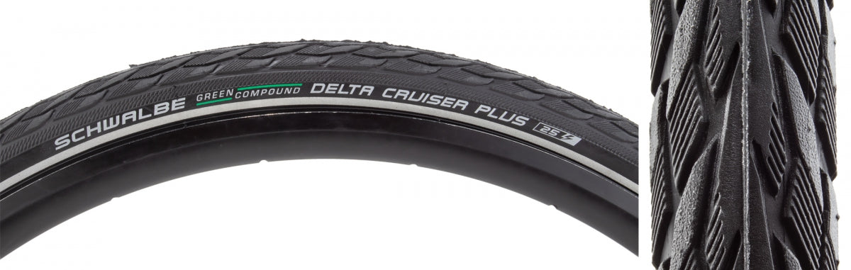 Schwalbe Delta Cruiser+ Active Twin PG 26x2.0 Wire TPI 70 Black/Bsk/Ref 11101074.01