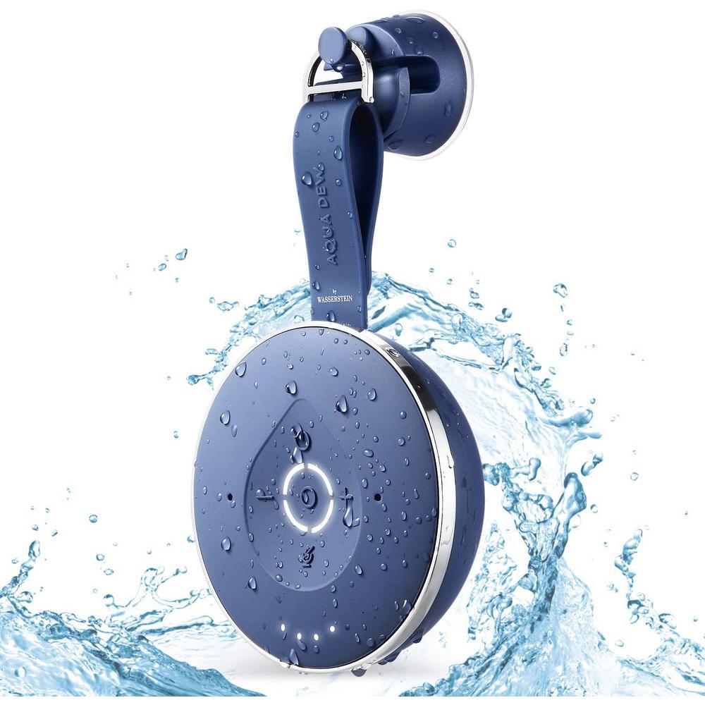 Aqua Dew - The World's First Splashproof Alexa Shower Speaker - Wi-Fi and Bluetooth-Enabled Smart Speaker in Blue