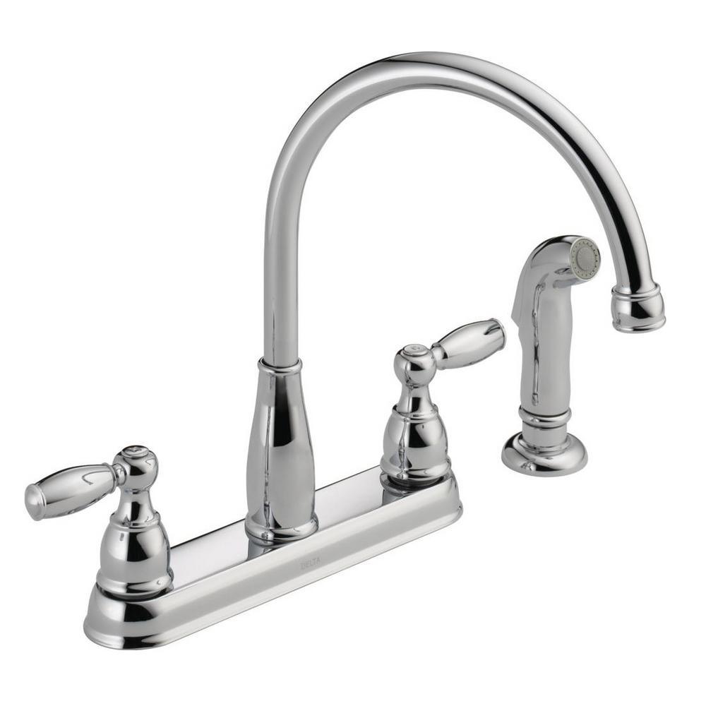 Foundations 2-Handle Standard Kitchen Faucet with Side Sprayer in Chrome